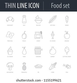 Icons Set of Food. Symbol of Intelligent Thin Line Image Pack. Stroke Pictogram Graphic for Web Design. Quality Outline Vector Symbol Concept Collection. Premium Mono Linear