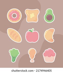 conjunto de iconos de estilo vectorial de alimentos