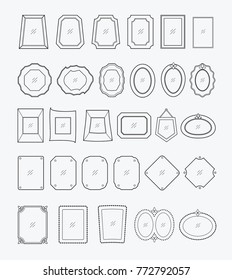 Icons Set Frame picture lined pattern. Vector Illustration.