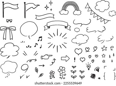 icons set freehand sketch vector
