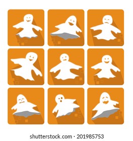 Icons set with funny ghosts for Halloween Party