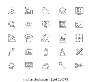 Icons Set Of Graphic Design. Simple Outline Icon. Vector Illustration.