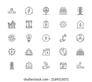 Icons Set Green Energy Protection Preservation Stock Vector (Royalty ...