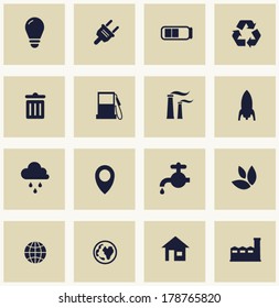 Icons set for green technology. Green world. Ecology theme.  Icons for your design. Vector 