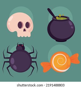 icons set halloween miscellaneous, design