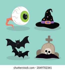 icons set for halloween party
