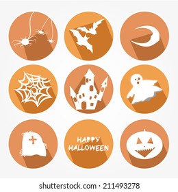 Icons set for the halloween party with the main objects