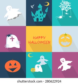 Icons set for the halloween party with the main objects