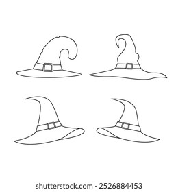 Icons a set of halloween witch hats