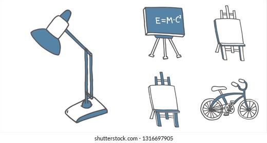Icons set in hand drawn style. Vector illustration