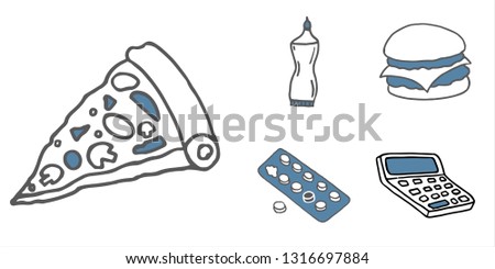 Icons set in hand drawn style. Vector illustration