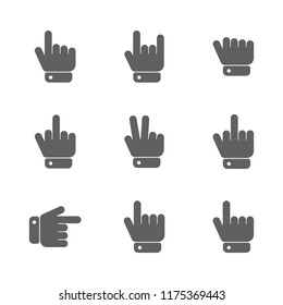 Icons set hand gestures isolated on white background. Flat style, vector illustration.