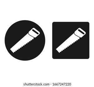 Juego de iconos de una sierra de mano. Herramientas manuales. Diseño plano sencillo