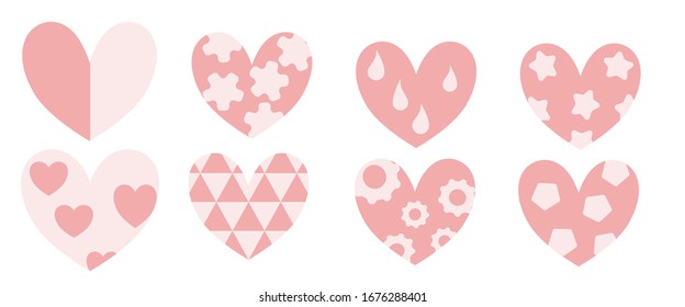 Icons set of hearts with different inside patterns