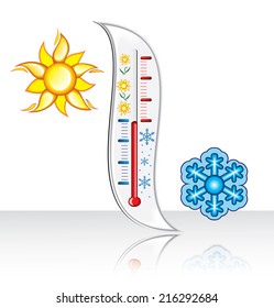 Icons set of heat and cold