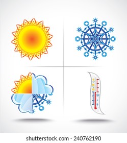 Icons set of heat and cold