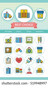 icons set hospital vector