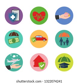 Icons set with house transport and life safety symbols flat isolated illustration.