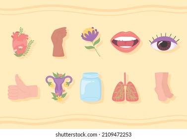 icons set human body parts