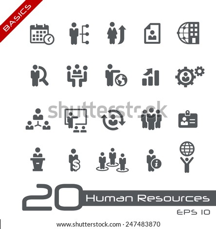 Icons Set of Human Resources and Business Management // Basics
