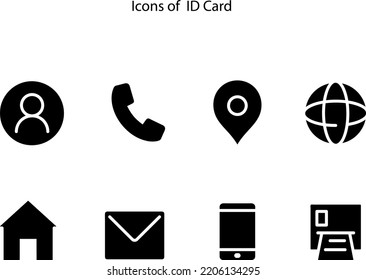 icons set of id card isolated on white background. id card icon, id card symbol for logo, web, app, UI. id card icon simple sign. 