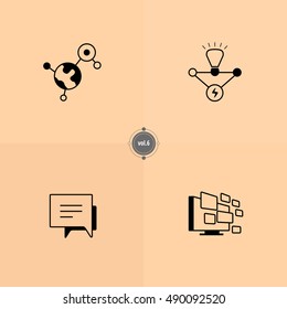 IT icons set. Information technology illustration. Black line pictograms for design. Elements of digital world. Internet things card. Online business banner. Computer symbols pattern. Media concept