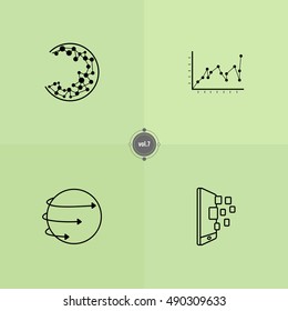 IT icons set. Information technology illustration. Black line pictograms for design. Elements of digital world. Internet things card. Online business banner. Computer symbols pattern. Media concept