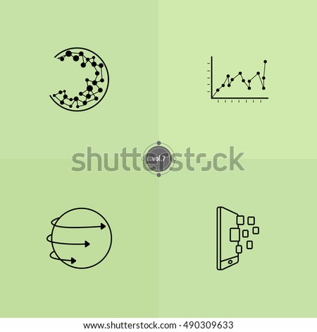 IT icons set. Information technology illustration. Black line pictograms for design. Elements of digital world. Internet things card. Online business banner. Computer symbols pattern. Media concept