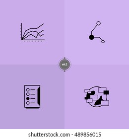 IT icons set. Information technology illustrations. Black line pictograms for design. Elements of digital world. Internet things card. Online business banner. Computer symbols pattern. Server concept