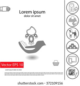 Icons set insurance luxury: antiques and collections, things from couturier and fashion designers, elite breed animals, gold bullion and stocks, electronics and devices, art. For web, brochure,booklet