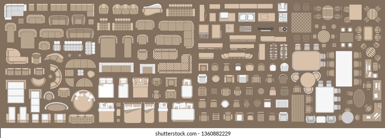 Icons Set Interior Furniture Top View Stock Vector (Royalty Free ...