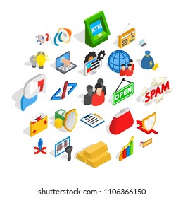 IT icons set. Isometric set of 25 it vector icons for web isolated on white background