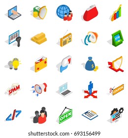 IT icons set. Isometric set of 25 it vector icons for web isolated on white background