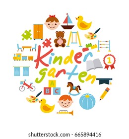 icons set kinder garten