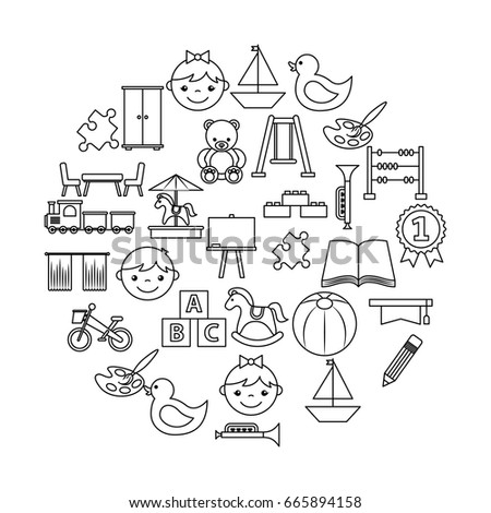 icons set kinder garten