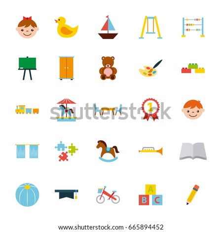 icons set kinder garten