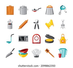 icons set kitchen tools style