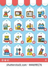 icons set kitchen vector