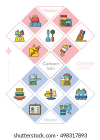 icons set kitchen vector