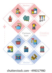 icons set kitchen vector