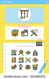 icons set kitchen vector