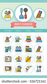 icons set kitchen vector