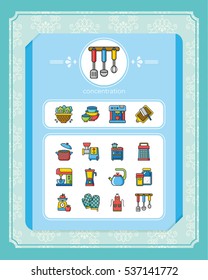 icons set kitchen vector