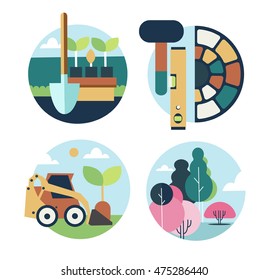 Icons set landscape design