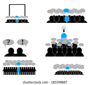 Icons set "Leader in the team"