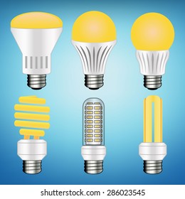 Icons set with led and flluorescent lamps