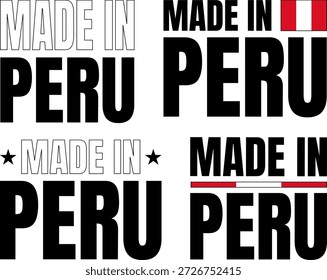 Conjunto de iconos para productos locales que muestran el diseño hecho en Perú