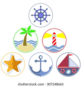 Icons Set Logo Sea Artwork