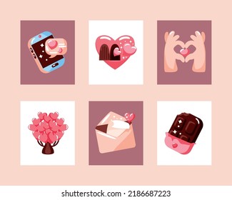 conjunto de iconos de amor estilo plano