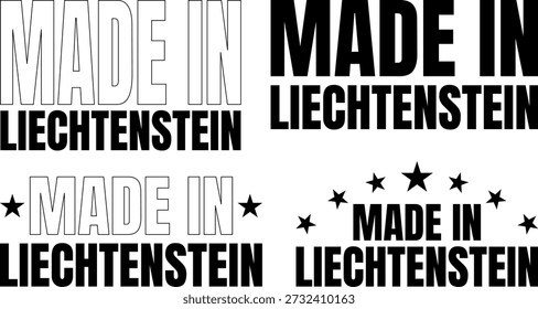 Conjunto de iconos de hecho en Liechtenstein en negrita fuente mostrada para varios usos y estilos